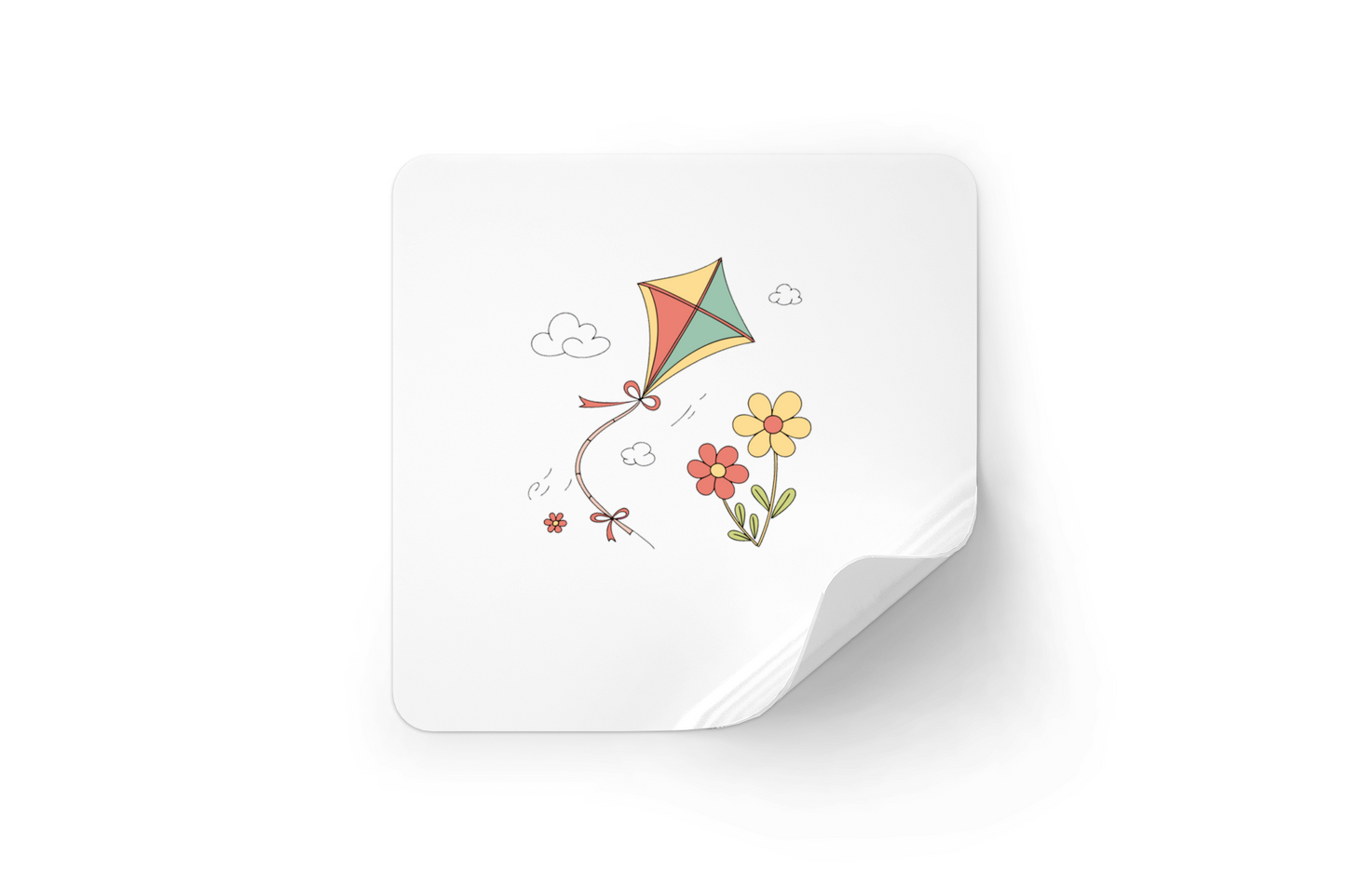Sticker cerf-volant coloré flotte sur fond printanier vibrante et rafraîchissante