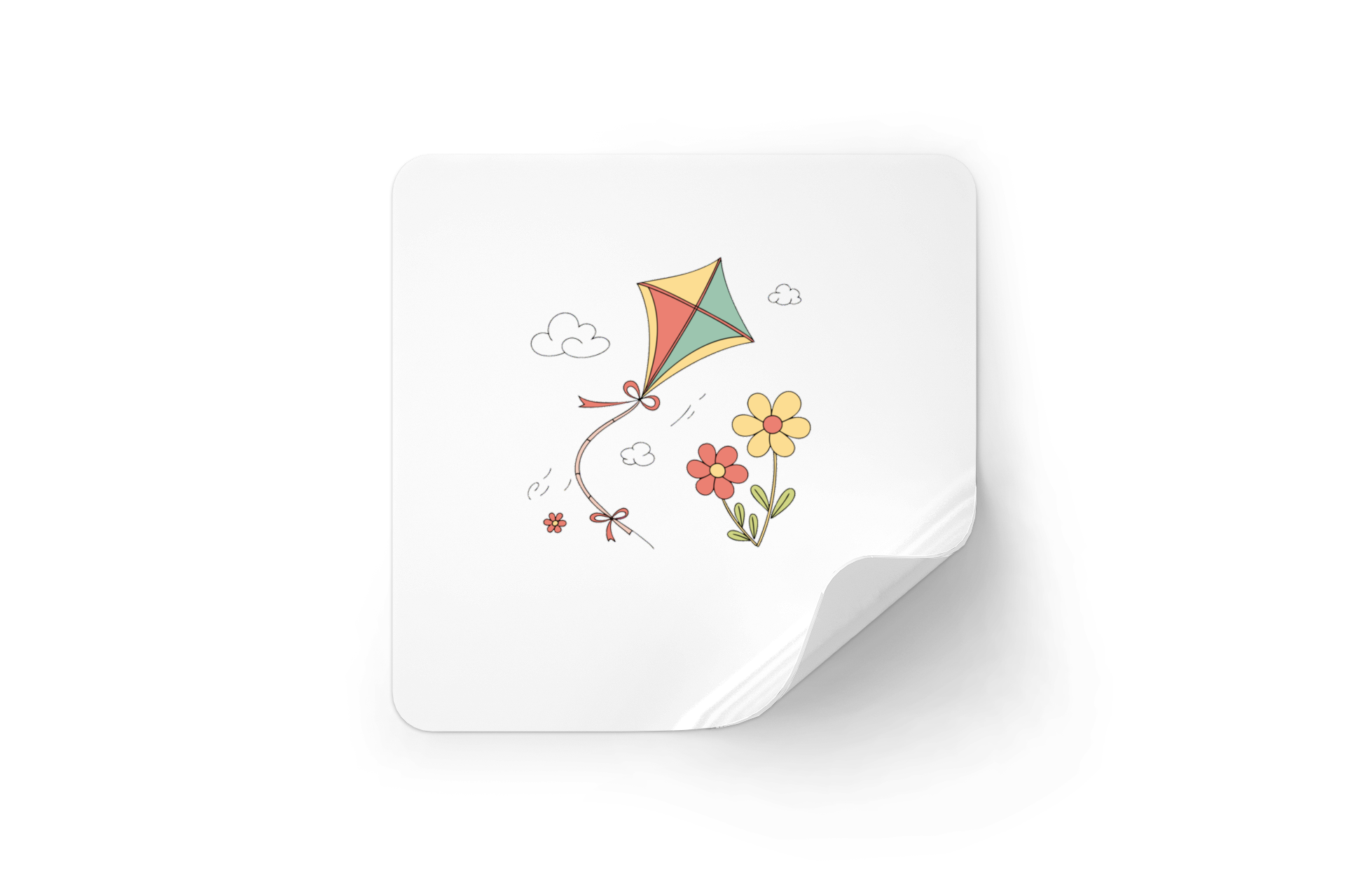 Sticker cerf-volant coloré flotte sur fond printanier vibrante et rafraîchissante