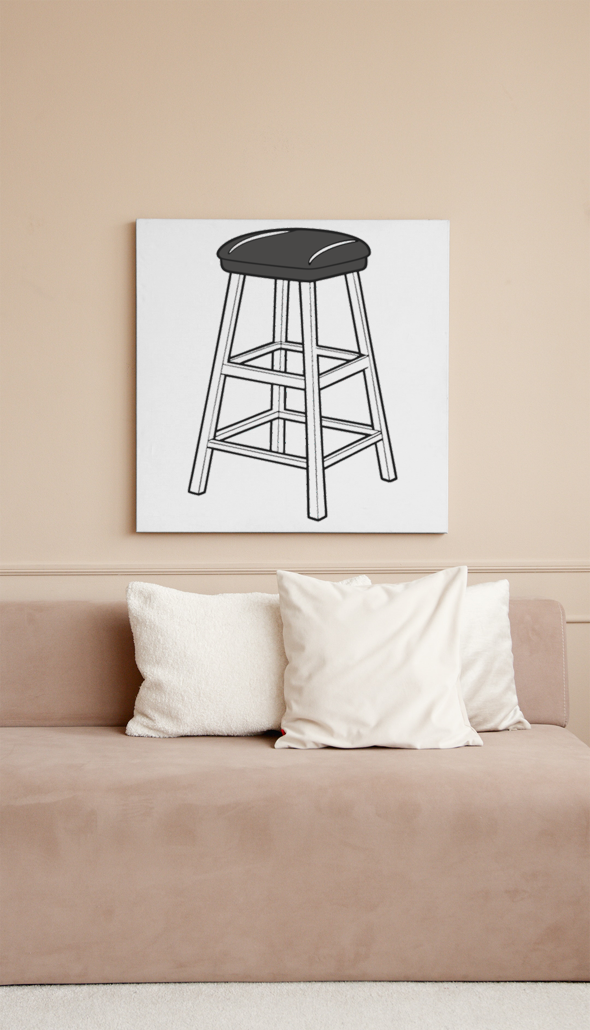 Cadre moderne avec design minimaliste de tabouret élégant pour intérieur chic