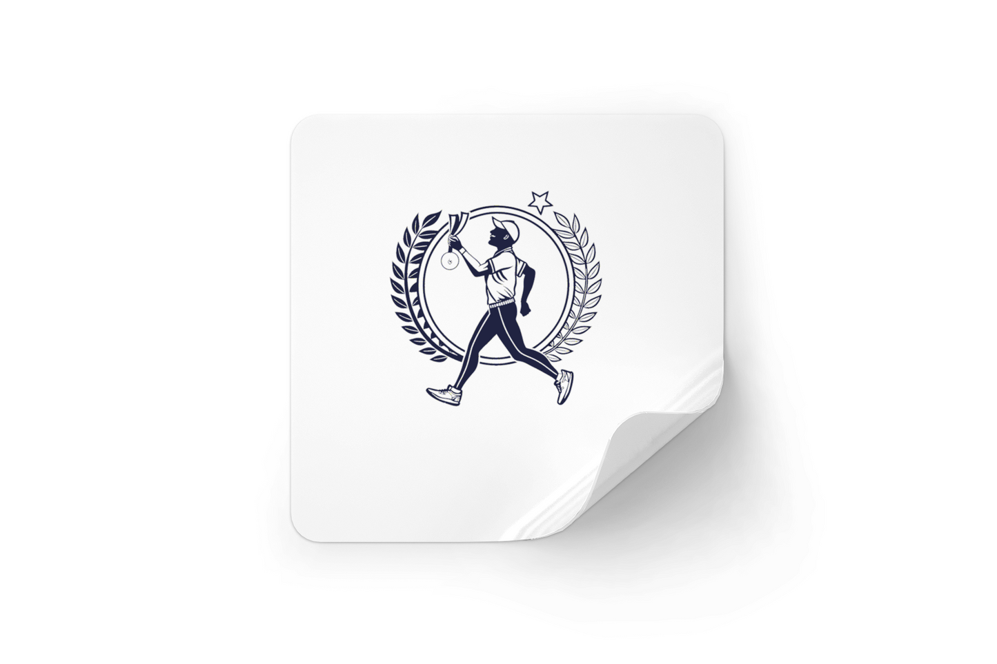 Sticker sportif avec icône d'un coureur en mouvement, style classique et épuré