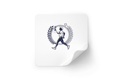 Sticker sportif avec icône d'un coureur en mouvement, style classique et épuré