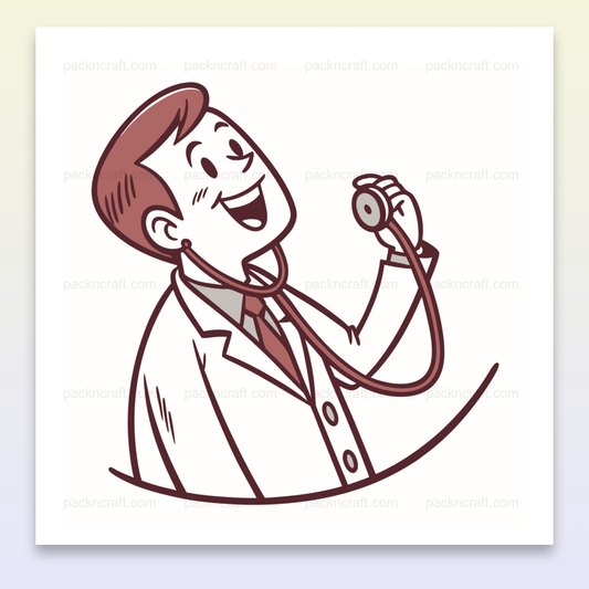 Docteur Heureux avec Stéthoscope | SVG Vintage | Santé