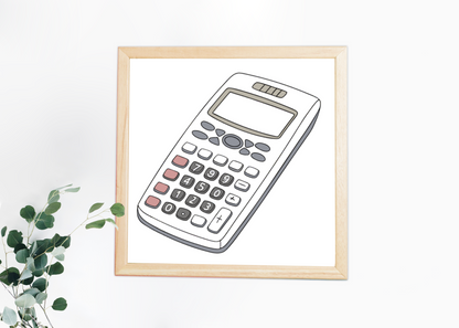 Cadre créatif pastel avec calculatrice vintage dans un style éducatif engageant