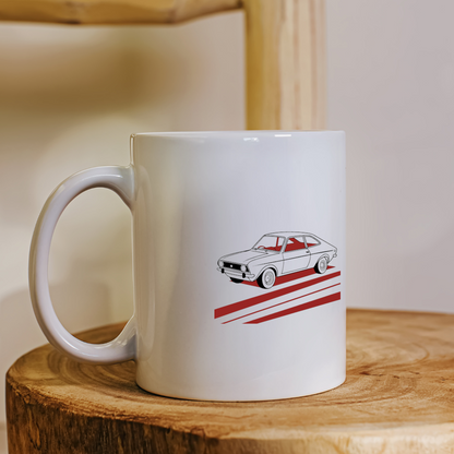 Mug orné d'une illustration de voiture Vauxhall Viva des années 70.