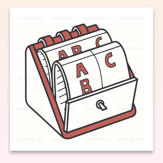 Illustration d'un Rolodex vintage en style vectoriel, usage pour bureau créatif.