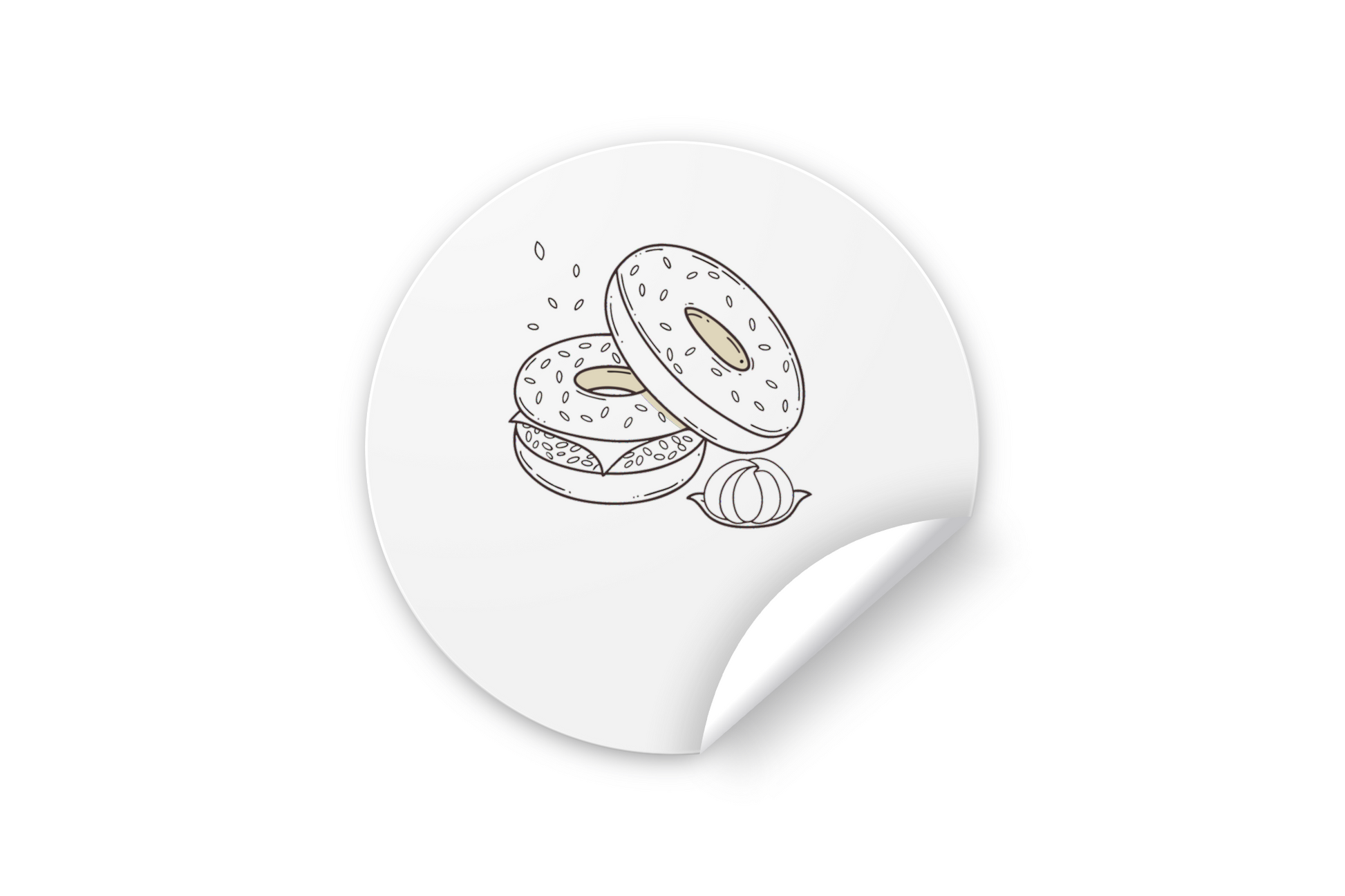 Sticker avec icône rétro, bagels gourmands aux couleurs d'automne