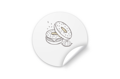 Sticker avec icône rétro, bagels gourmands aux couleurs d'automne