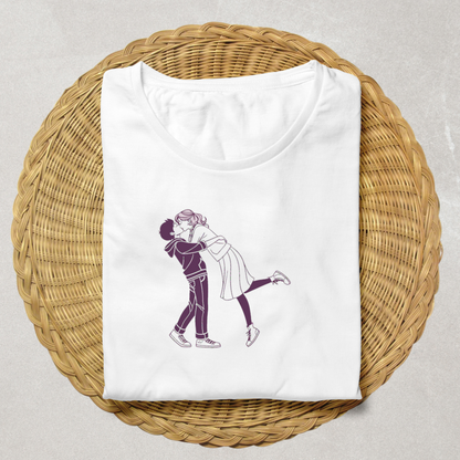T-shirt avec illustration de couple s'embrassant pour cadeau