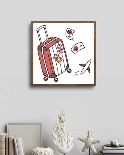 Cadre moderne avec valise digitale animée évoquant l'énergie et le voyage