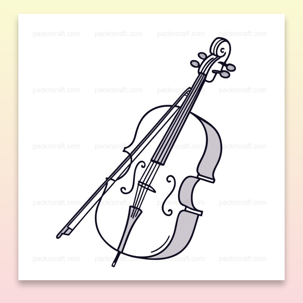 Illustration minimaliste de violoncelle en SVG pour projet musical créatif