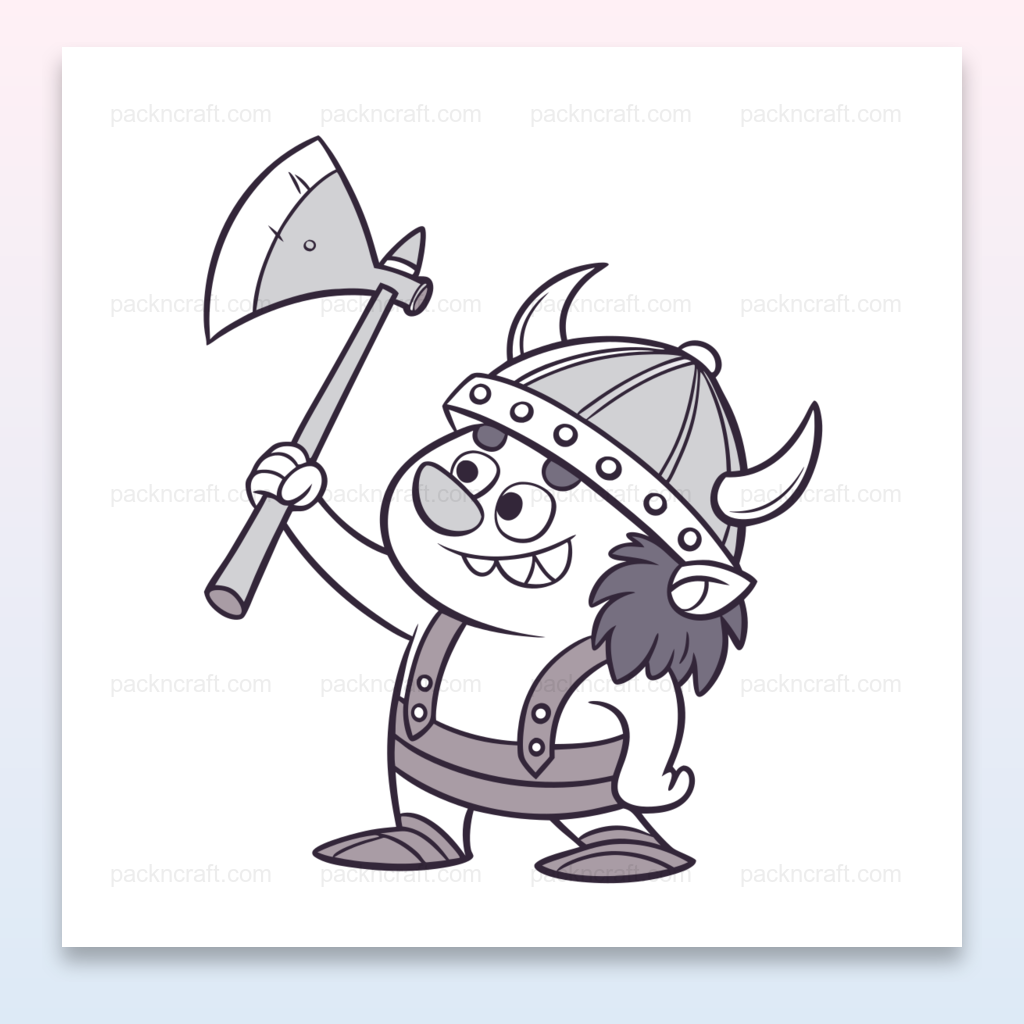 Illustration de viking joyeux en style cartoon, parfait pour DIY, papeterie.
