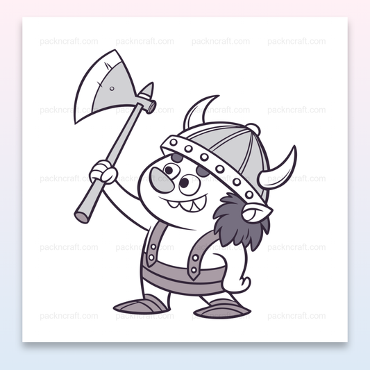 Illustration de viking joyeux en style cartoon, parfait pour DIY, papeterie.
