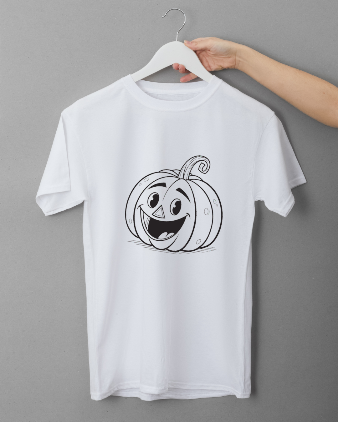 T-shirt avec icône de citrouille souriante style cartoon pour Halloween