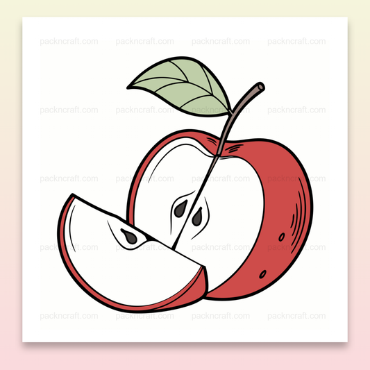 Illustration d'une pomme croquante en style doodle pour décoration et papeterie.