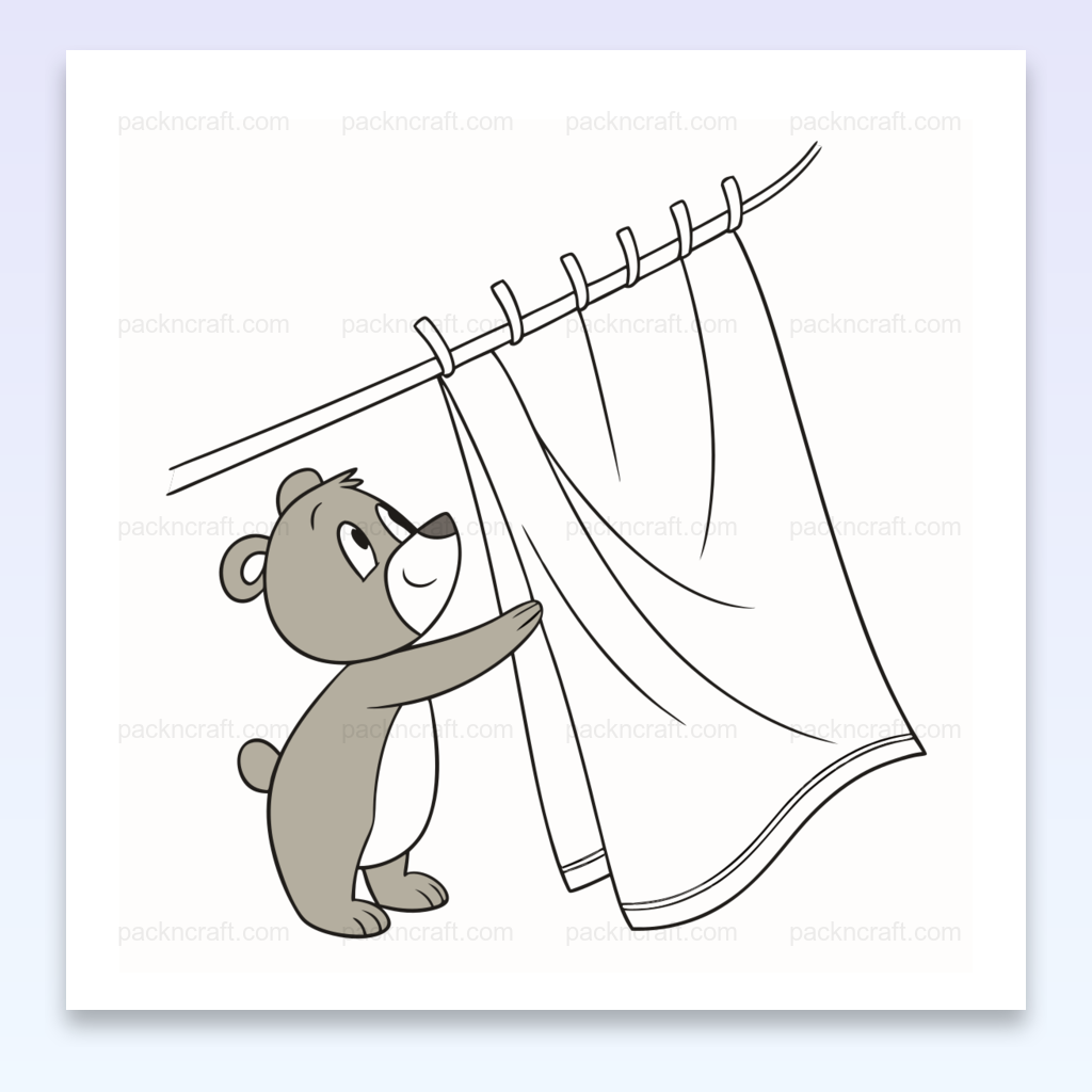 Illustration d'un ours curieux en style linéaire, thématique familiale et éducative.