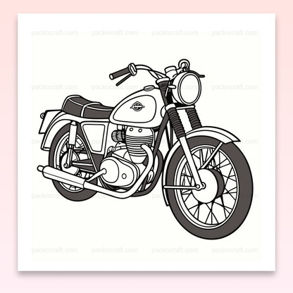 Illustration SVG de la moto Royal Enfield Interceptor, années 60, vintage.