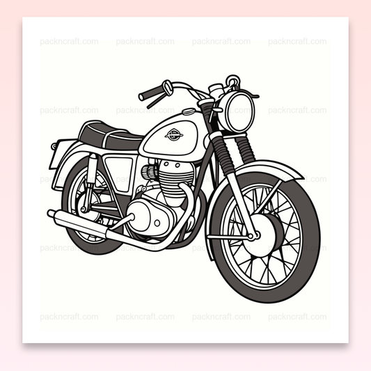 Illustration SVG de la moto Royal Enfield Interceptor, années 60, vintage.