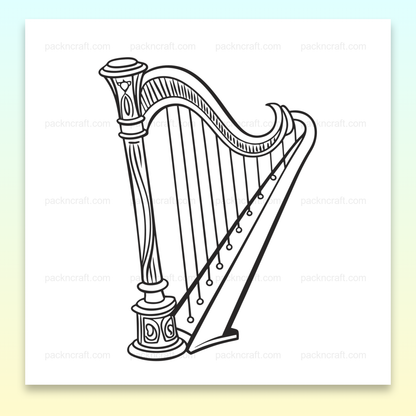 Illustration vectorielle minimaliste d'une harpe élégante pour projets créatifs.
