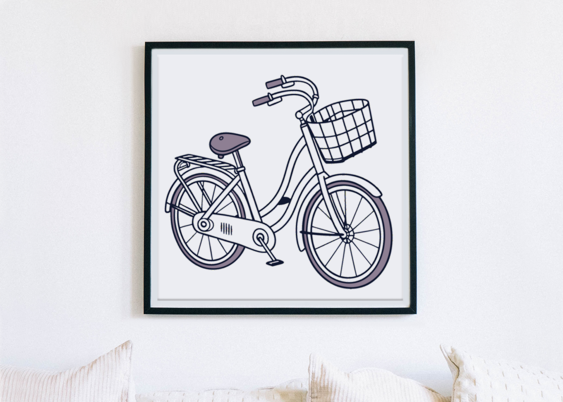 Cadre orné d'un vélo rétro au style urbain en dessin vectoriel