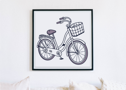 Cadre orné d'un vélo rétro au style urbain en dessin vectoriel
