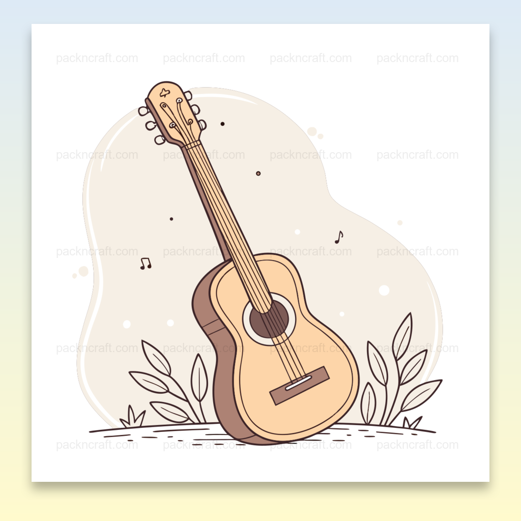 Illustration d'une guitare stylisée en SVG pastel, idéale pour la déco musicale et projets créatifs.