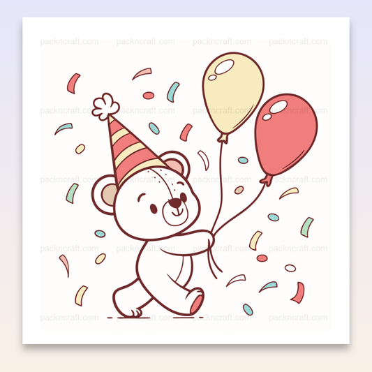 Image numérique d'un ourson en fête, excellent pour les projets DIY