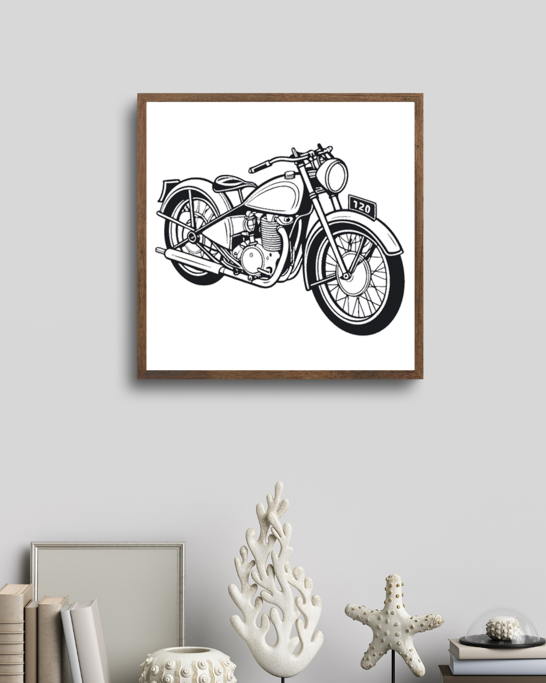 Cadre décoratif avec image moto Vincent Rapide 1937 vintage