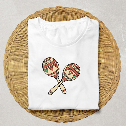 T-shirt musical avec motif maracas bohème et joyeuse ambiance décontractée