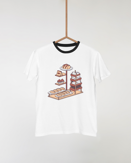 Illustration d'une boulangerie avec pains et pâtisseries, Étalage de boulangerie vintage en SVG pour multiple usages, Motif de boulangerie rétro sur t-shirt, idéal pour DIY, Sticker vintage de boulangerie, parfait pour papeterie, Cadre avec design boulangerie, adapté aux projets éducatifs