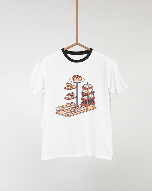 Illustration d'une boulangerie avec pains et pâtisseries, Étalage de boulangerie vintage en SVG pour multiple usages, Motif de boulangerie rétro sur t-shirt, idéal pour DIY, Sticker vintage de boulangerie, parfait pour papeterie, Cadre avec design boulangerie, adapté aux projets éducatifs
