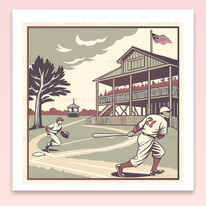 Illustration rétro de baseball pour décoration numérique et projets DIY.