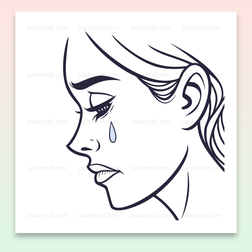 Profil stylisé triste en illustration vectorielle SVG pour projets créatifs