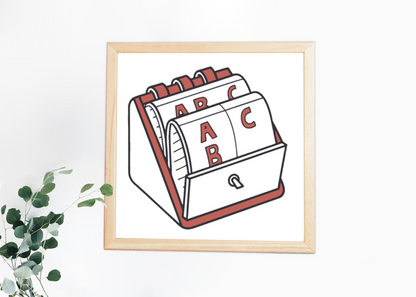 Cadre décoratif avec design rolodex vintage stylisé dans un style bureau créatif
