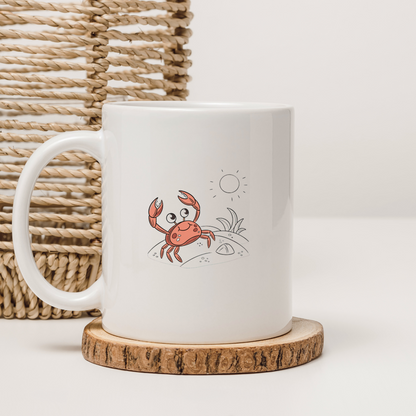 Mug avec crabe joyeux style cartoon idéal pour un thème plage