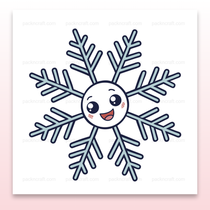 Illustration SVG doodle du flocon de neige joyeux pour projets déco et éducatifs en hiver.