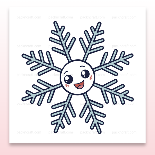 Illustration SVG doodle du flocon de neige joyeux pour projets déco et éducatifs en hiver.