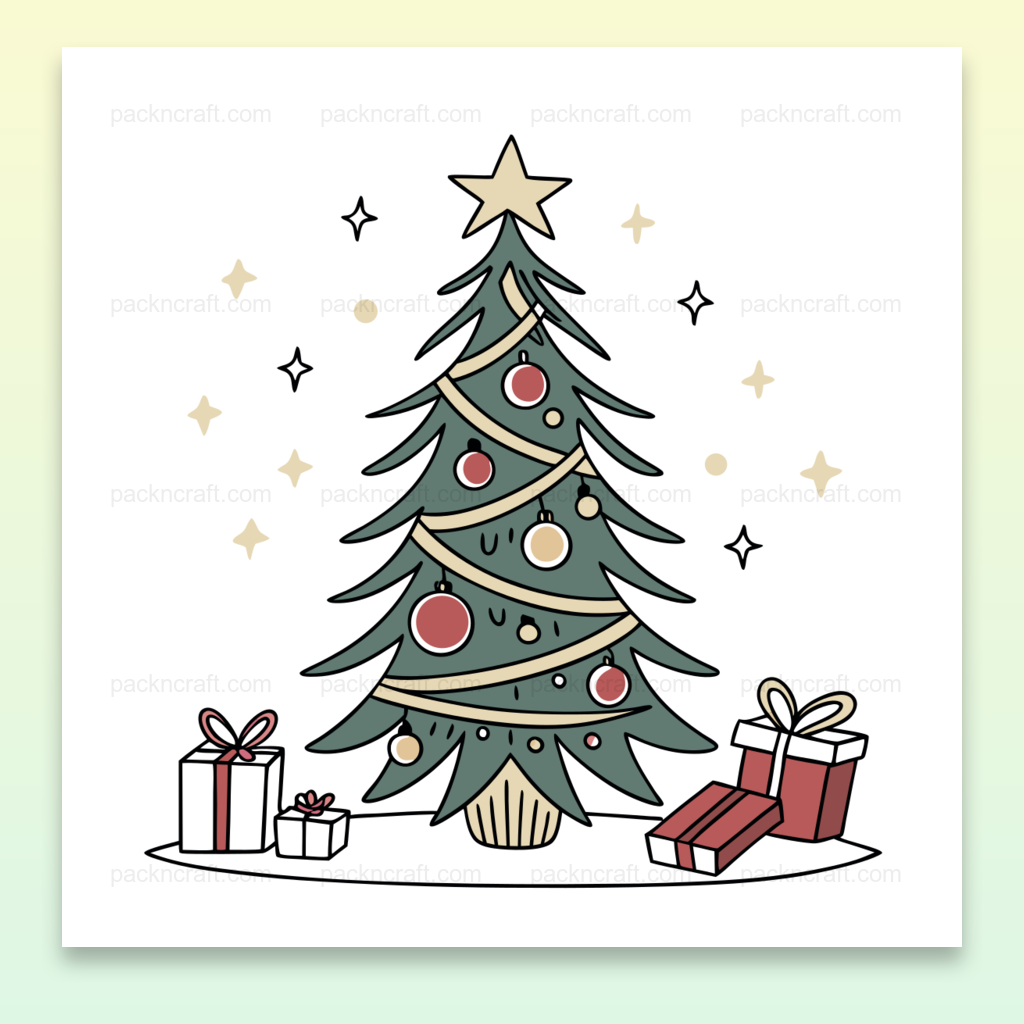 Illustration festive d'un sapin de Noël, parfaite pour projets DIY et décoration