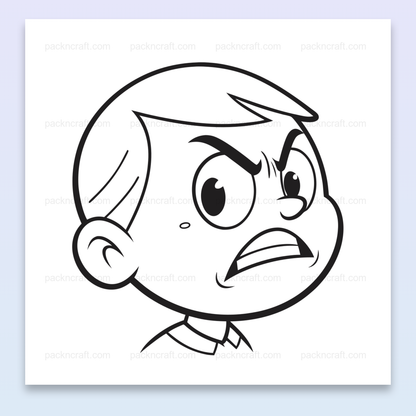 Illustration d'un garçon en colère en style cartoon, parfait pour l'éducation et la décoration.