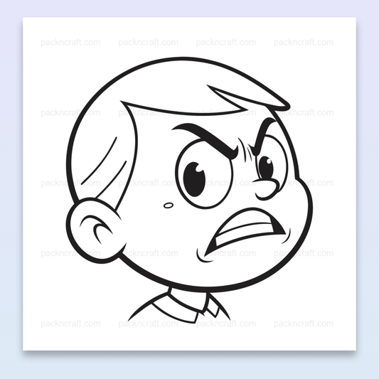 Illustration d'un garçon en colère en style cartoon, parfait pour l'éducation et la décoration.