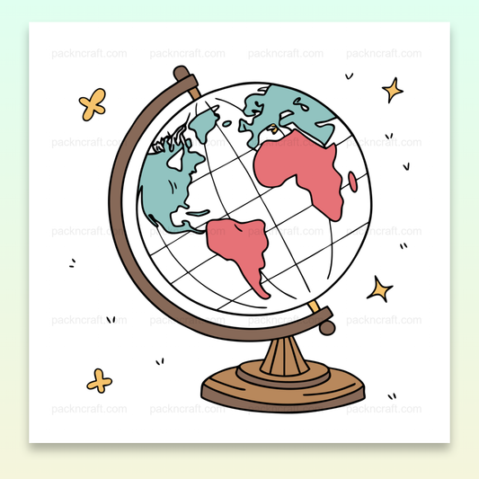 Illustration d'un globe terrestre curieux en style doodle, idéal pour l'éducation et la décoration.