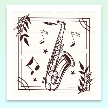 Design rétro-jazz avec saxophone pour impressions créatives.