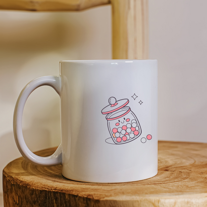 Tasse décorée d'un bonbon kawaii, cadeau adorable pour les amateurs de sucreries.