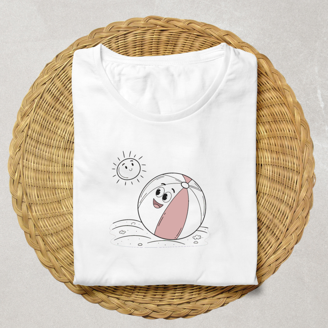 T-shirt estival avec motif balle en pastel sur fond décontracté