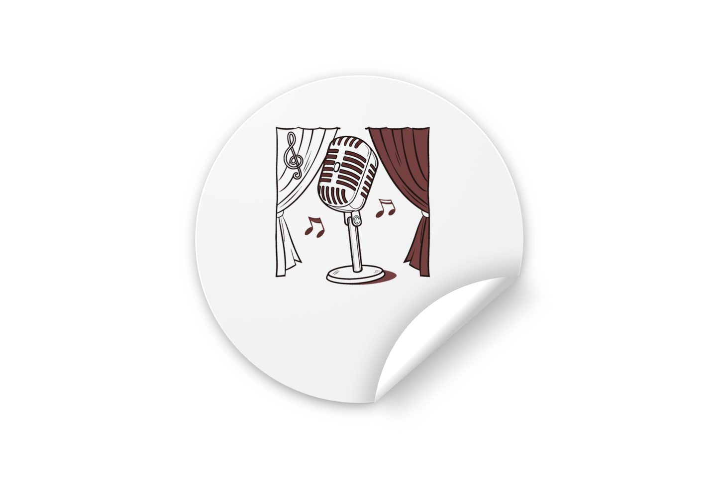 Sticker mettant en scène un micro rétro dans un style vectoriel classique musical