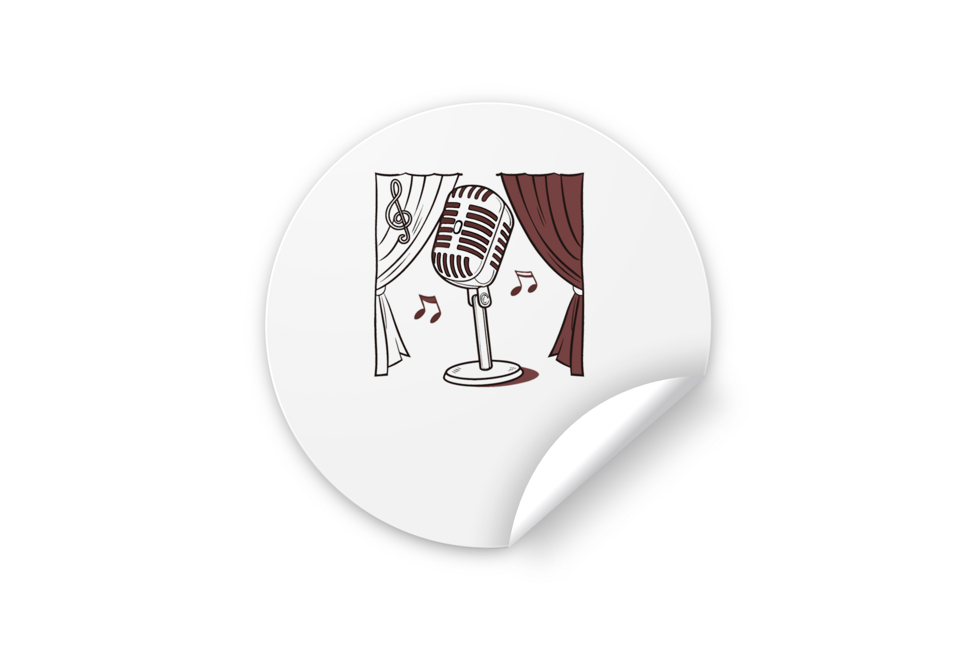Sticker mettant en scène un micro rétro dans un style vectoriel classique musical