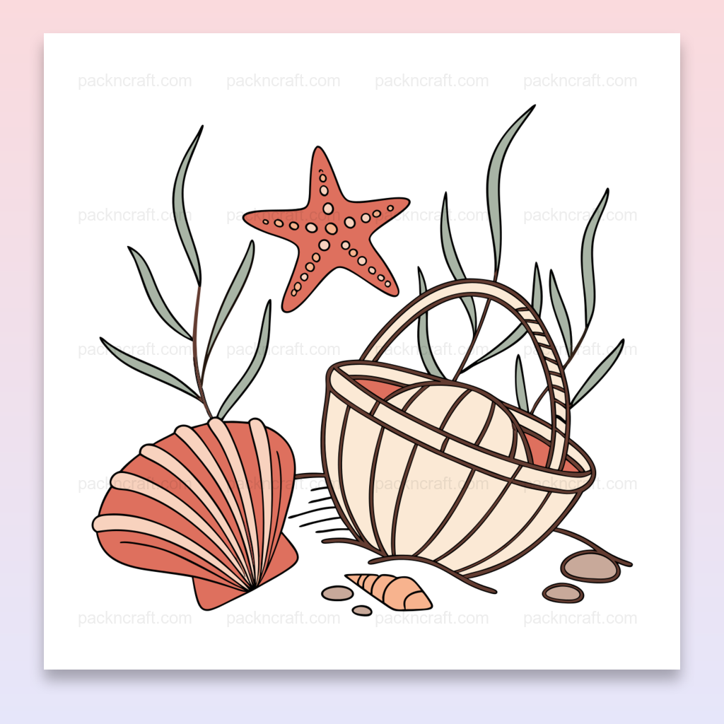 Illustration d'étoile de mer avec panier pour déco marine DIY