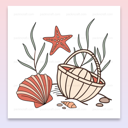 Illustration d'étoile de mer avec panier pour déco marine DIY