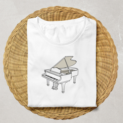 T-shirt avec piano à queue élégant dans un style minimaliste muzyczny