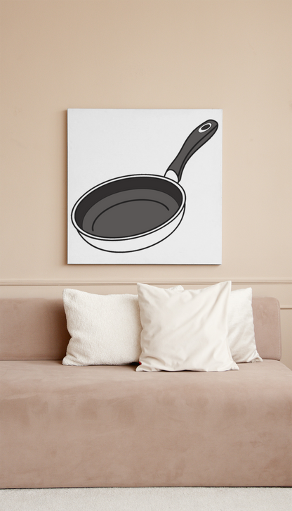 Cadre décoratif avec art culinaire stylisé d'une poêle élégante