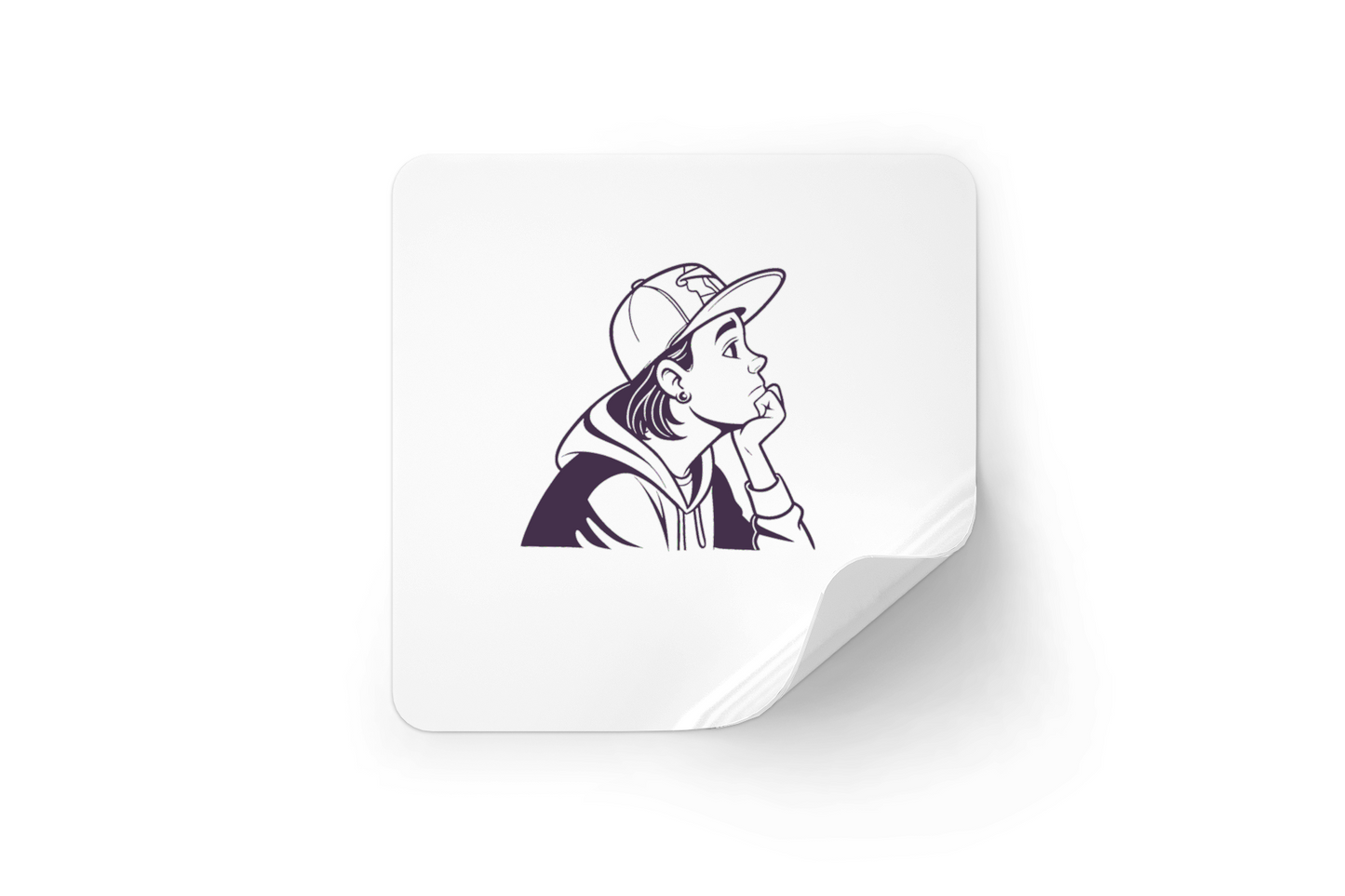 Sticker moderne avec dessin vectoriel d'un jeune portant une casquette réfléchie